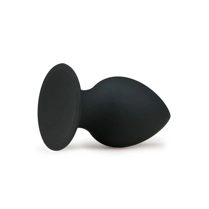 Korek analny średni - silikonowy, wodoodporny, przyssawka, czarny