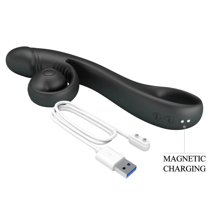 Wibrator do punktu G PRETTY LOVE z teksturowaną główką, czarny, silikonowy