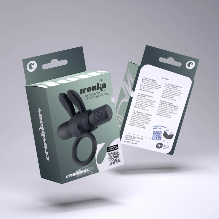 Pierścień erekcyjny Crushious Wonka z ładowalnym bulletem, 10 trybów wibracji, silikonowy