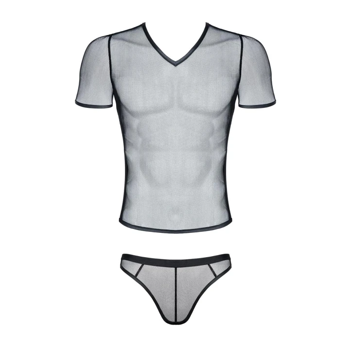 Koszulka męska RFP, elastyczna siateczka, transparentna, z stringami, rozmiar XL