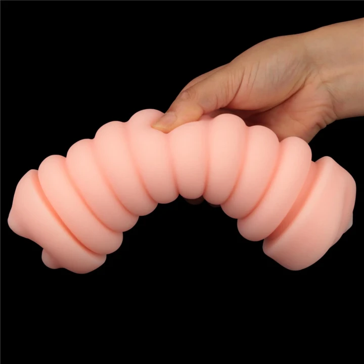 Masturbator dwustronny Virgin-Skin z TPE, długość 22,3 cm, wibrujący