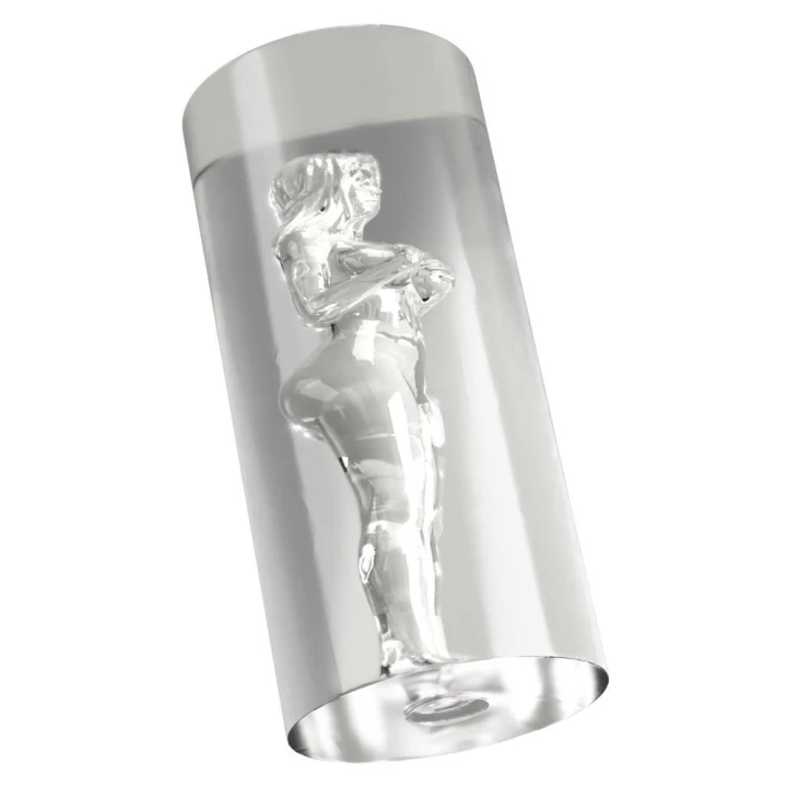 Masturbator tunelowy STROKER – przezroczysty kształt 3D, TPE, długość 14,2 cm