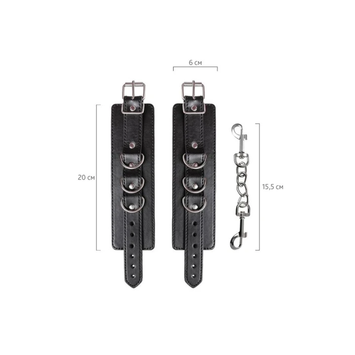 Kajdanki skórzane Anonymo, welurowa podszewka, niklowane okucia, uniwersalny rozmiar