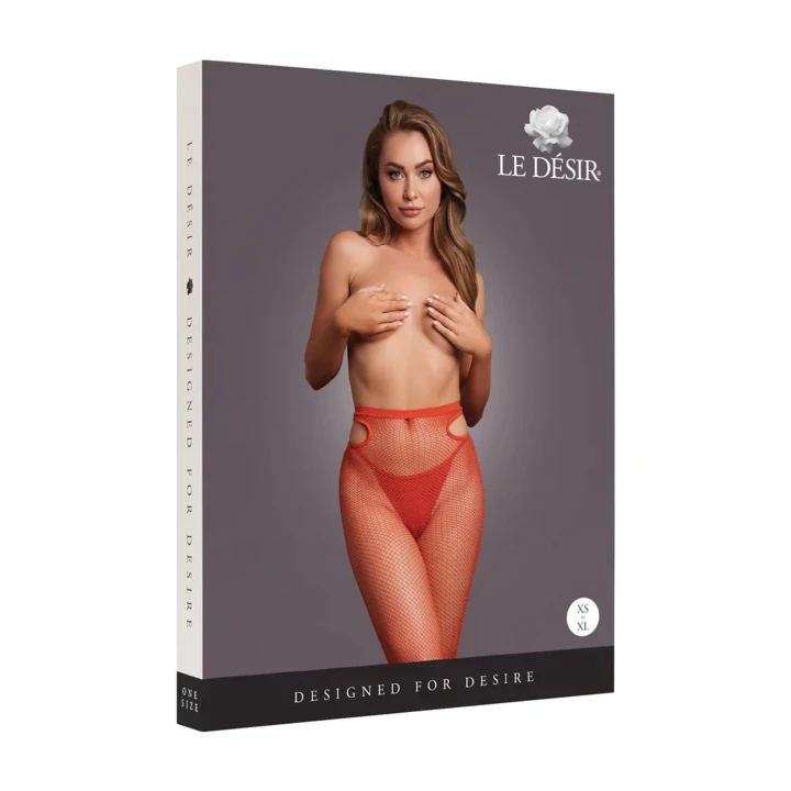 Rajstopy z wycięciami - Złoty Blask - 92% Nylon, 8% Spandex - Czerwone/Złote Glitter