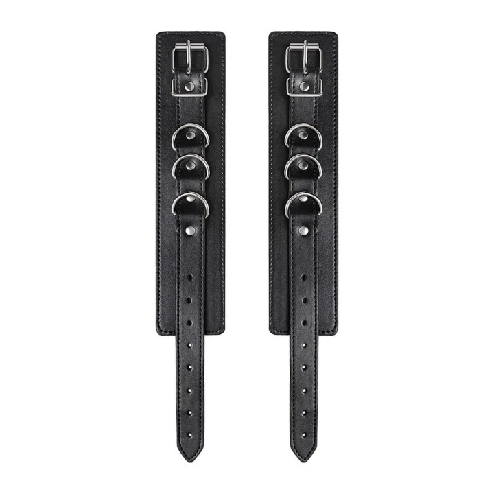 Kajdanki kostkowe Anonymo, PU skóra, czarne, regulowane, 26.5 cm