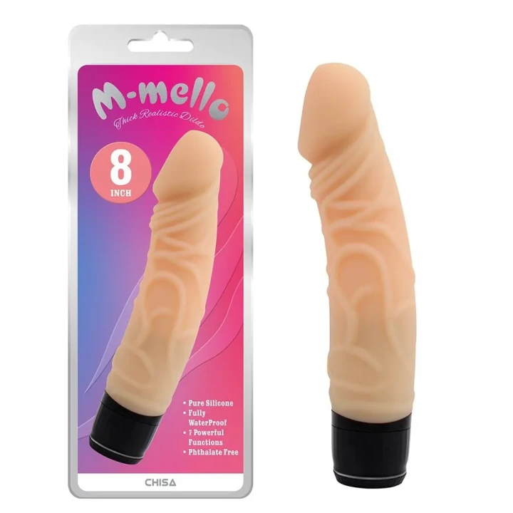 Dildo - Seria Realistyczna, 19,5 cm, Silikonowy, 7 Funkcji Wibracyjnych