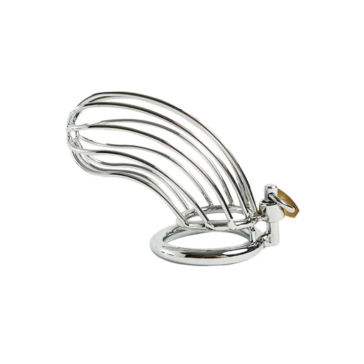 Klatka na penisa ze stali nierdzewnej 12 cm, z zamkiem i 3 pierścieniami rozmiarów M/L/XL