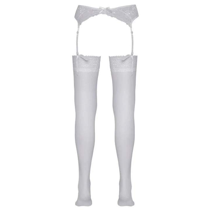 Pończochy białe 20den COTTELLI LINGERIE z koronką, Oeko-Tex, komfortowe