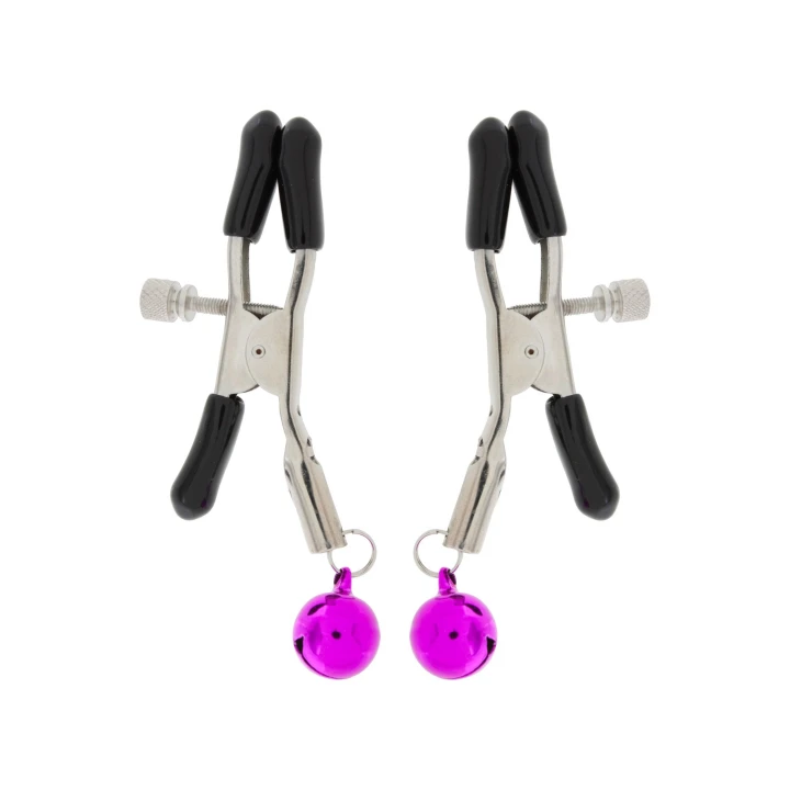 Zaciski brodawkowe metalowe, regulowane siłą, z gumowym pokryciem i dzwoneczkami