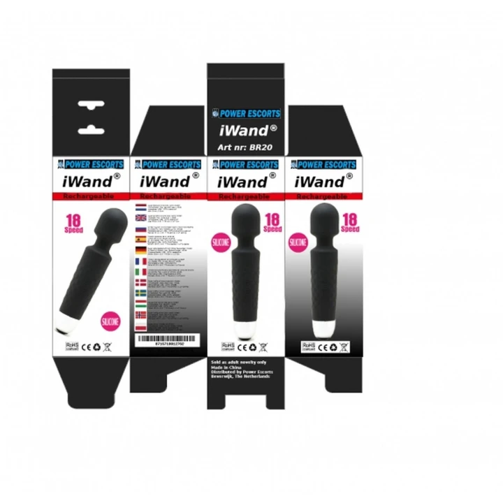 Masażer do ciała Iwand, silikonowy, 18 prędkości, czarny, akumulatorowy