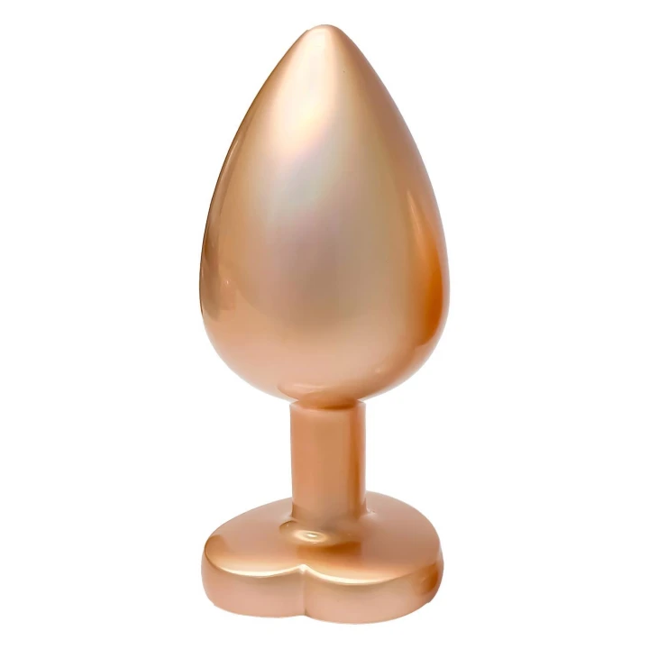Plug anal GLEAMING LOVE Large, aluminium, z flared base, pearl-finish, z kamieniem szlachetnym