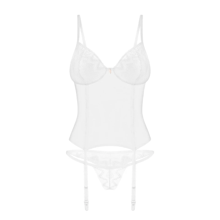 Gorset z regulowanymi paskami OBSESSIVE Alissium, fiszbiny, koronkowe wstawki, XS/S