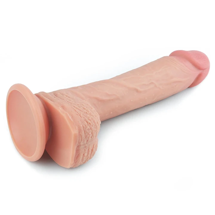 Dildo silikonowe Platinum Dual – dwuwarstwowe, przyssawka, realistyczna tekstura 21,5 cm