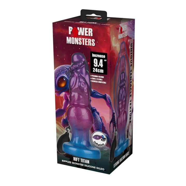 Dildo - Power Monsters Rift Titan - 24 cm, silikonowy, z regulowanym wypełnieniem