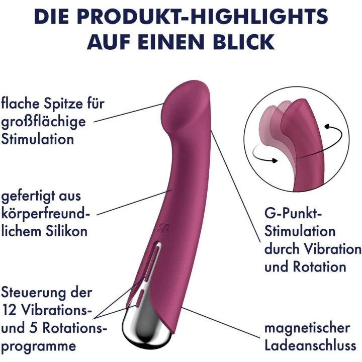 Wibrator punktu G Satisfyer Spinning G-Spot 1, wodoszczelny IPX7, 12 programów wibracji