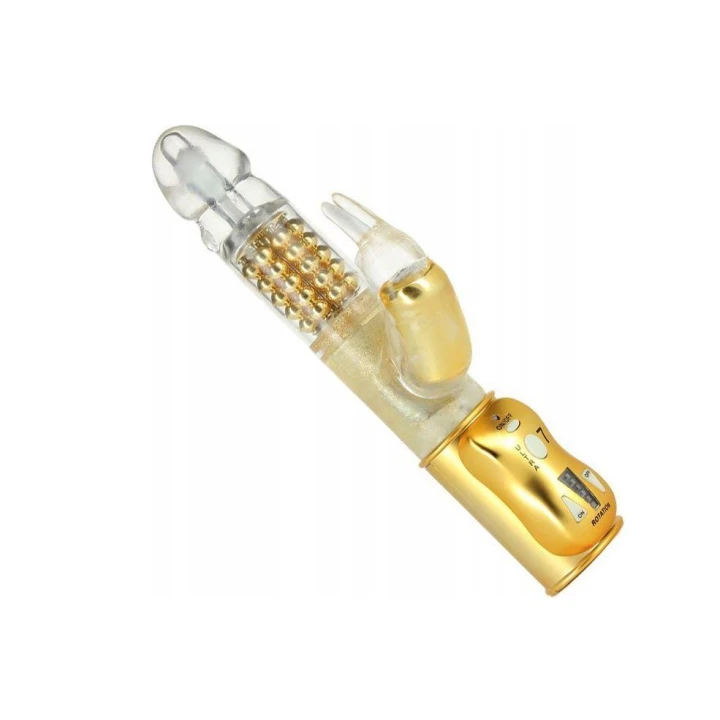 Wibrator wielofunkcyjny Dorcela Orgasmic Rabbit, 7 trybów wibracji, złoty, 25 cm