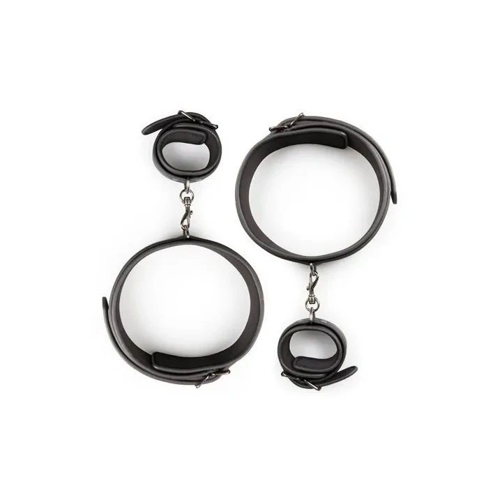 Zestaw mankietów BDSM - Kajdanki Thigh & Wrist Cuff Set, skóra ekologiczna, regulowane