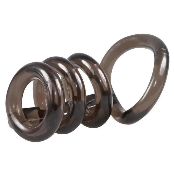 Pierścień erekcyjny Bad Kitty, 4-częściowy zestaw z TPE, grubość 8 mm, czarny