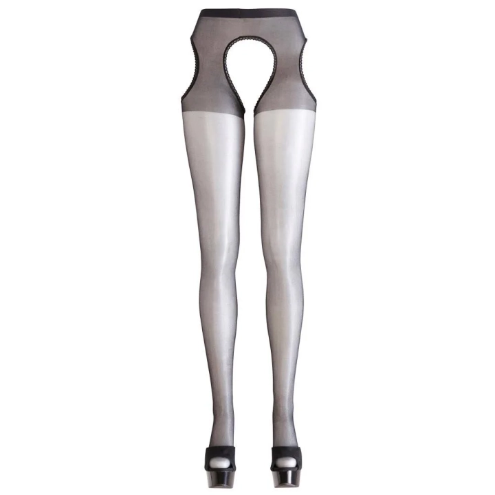 Rajstopy do pończoch COTTELLI LINGERIE z koronkową obwódką w kolorze czarnym S/M
