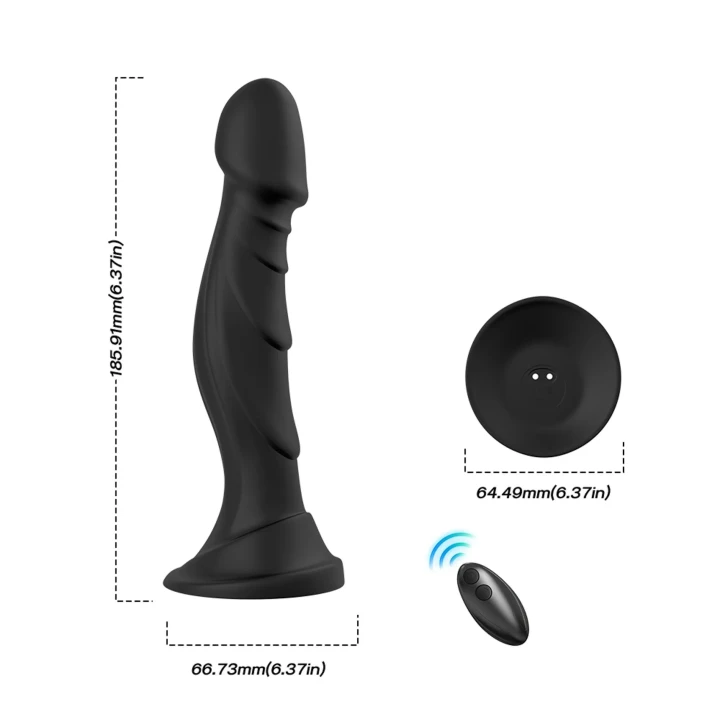 Dildo Optimus Black, 18,5 cm, 9 funkcji wibracji, zdalne sterowanie