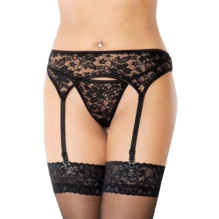 Pas do pończoch SOFTLINE COLLECTION - Koronkowy, Czarne, M/L