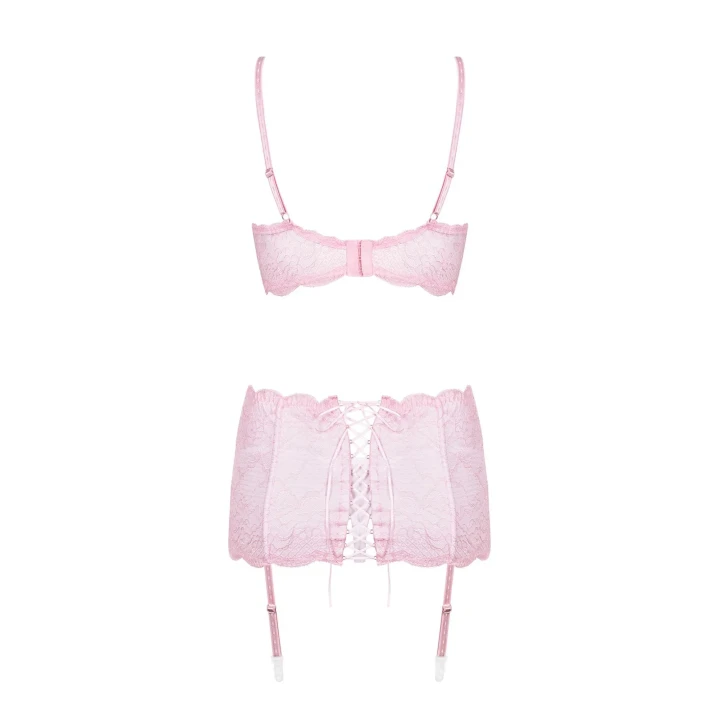 Komplet bielizny OBSESSIVE - L/XL, regulowane ramiączka, koronkowy pas do pończoch