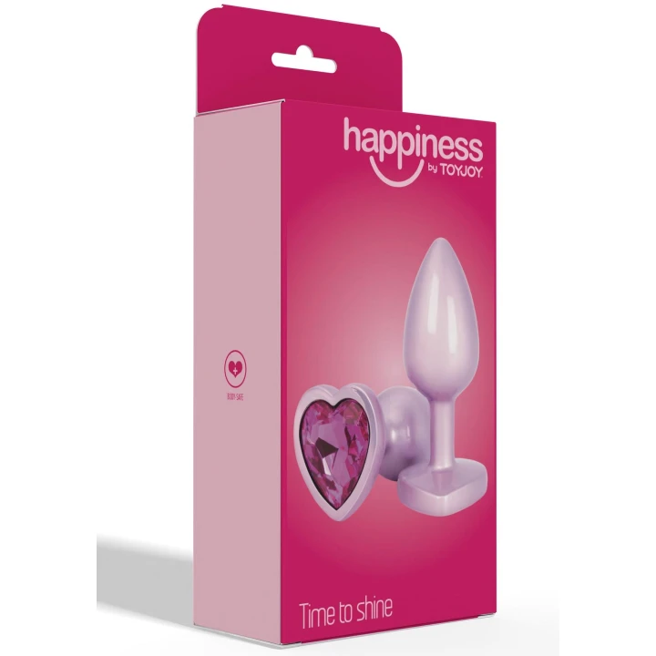 Korek analny Happiness Time to Shine, aluminiowy, serduszkowa podstawa, 7 cm