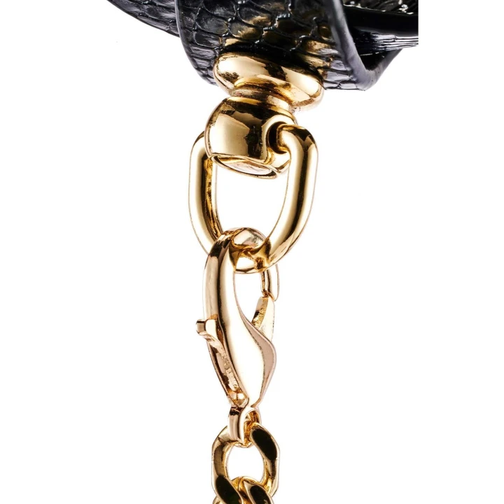 Kajdanki na kostki, GUILTY PLEASURE, wegańska skóra, regulowane paski, złoty łańcuch