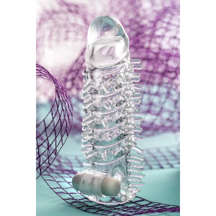 Nasadka wibracyjna A-Toys Fril, TPR, przejrzysta, 13,4 cm długości, elastyczna