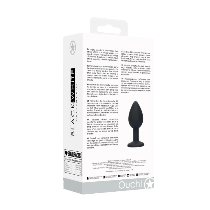 Korek analny silikonowy z wymiennym diamentem, elastyczna szyjka, 7,3 cm