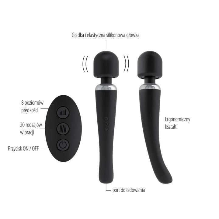 Masażer ciała Marc Dorcel Megawand – 20 programów wibracji, silikon medyczny, USB