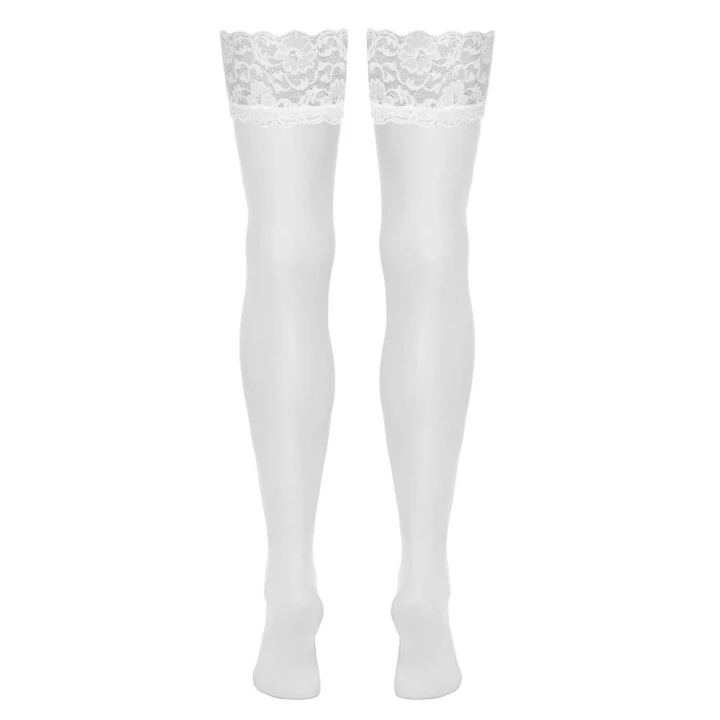 Pończochy COTTELLI LINGERIE, białe, 80% poliamid, koronka, elegancki design