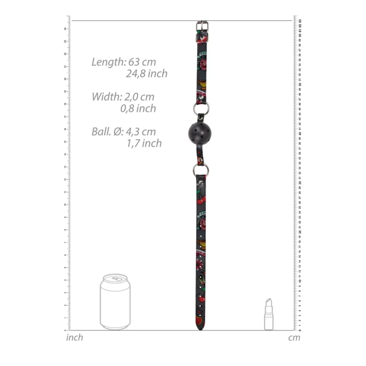 Knebel z kulką OUCH! - Oddychający, Regulowane skórzane paski, 4,3cm