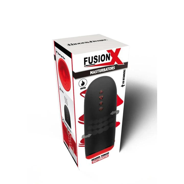 Masturbator Beaded Tongue Fusion X - Wibracje, Tryb podgrzewania, IPX6 Waterproof