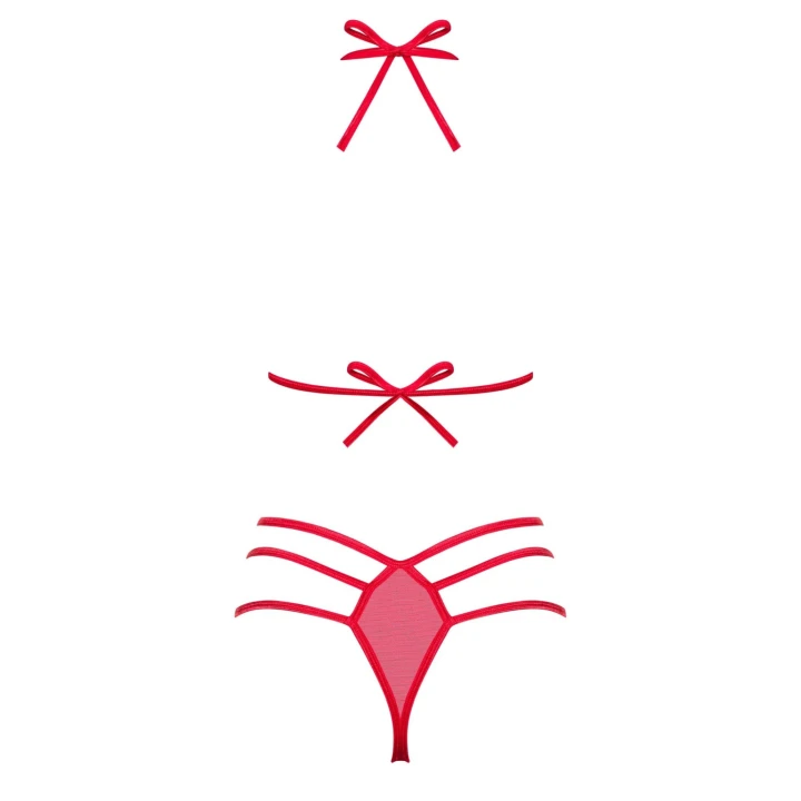 Komplet bielizny OBSESSIVE Giftella 2-częściowy, biustonosz wiązany, stringi z paskami