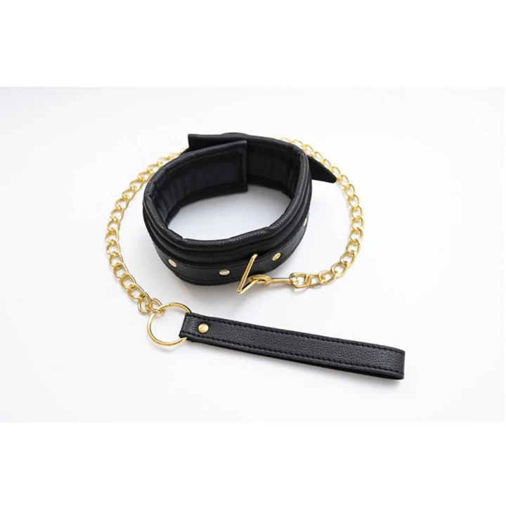 Obroża regulowana z odpinaną smyczą - skórzana PU, miękki plusz, wolna od niklu