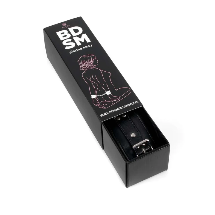 Kajdanki BDSM z syntetycznej skóry - wyściełane, regulowane, ze stali nierdzewnej