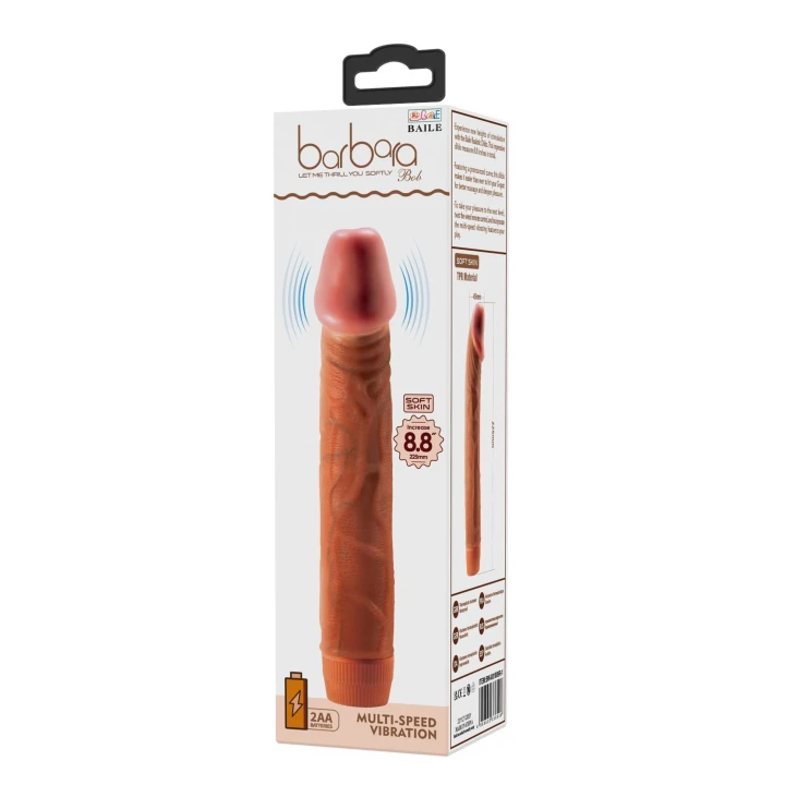 Dildo realistyczne BAILE - 8.8'', wibracje wielostopniowe, materiał ABS/TPR