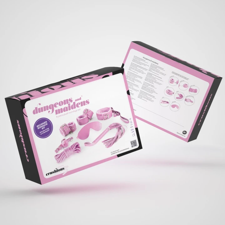 Zestaw BDSM Dungeons & Maidens - różowe akcesoria, regulowane, skóra ekologiczna