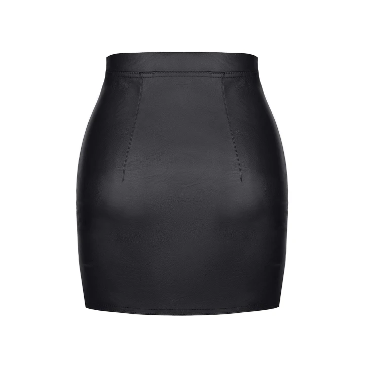 Mini spódniczka DEMONIQ Kolekcja Black Rose 2.0, ekoskóra, zamek, czarna, S-XXL