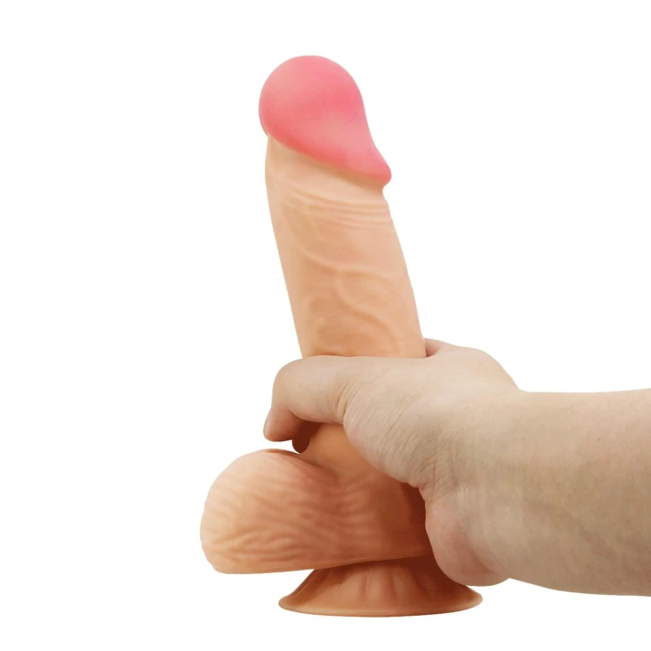 Dildo BAILE - TPR, 8,1'' z przyssawką, realistyczny z przesuwającą się skórą