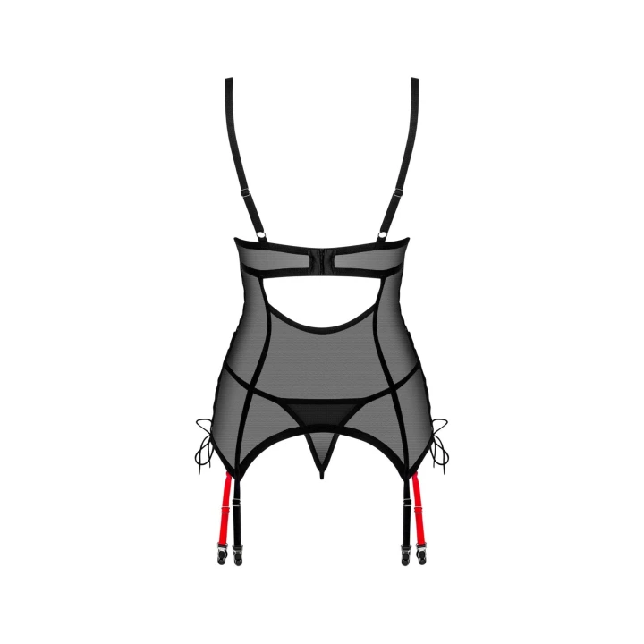 Gorset Glandez OBSESSIVE, regulowane ramiączka, czarny z czerwonymi akcentami, XS/S