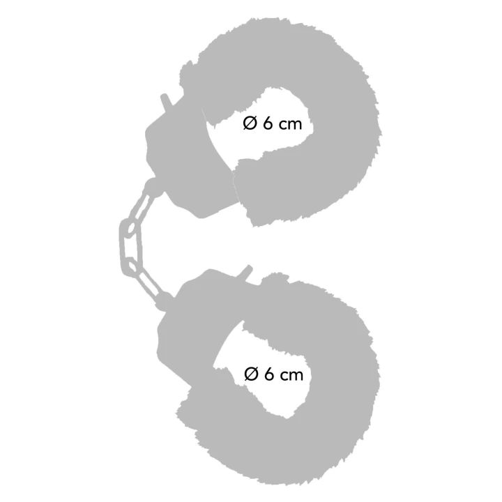 Kajdanki erotyczne Furry Fun – regulowane, metalowe z futerkiem, 6 cm