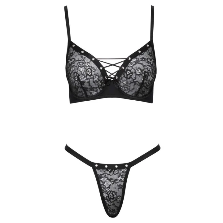 Biustonosz koronkowy COTTELLI LINGERIE, 85B, regulowane ramiączka, stringi Rio