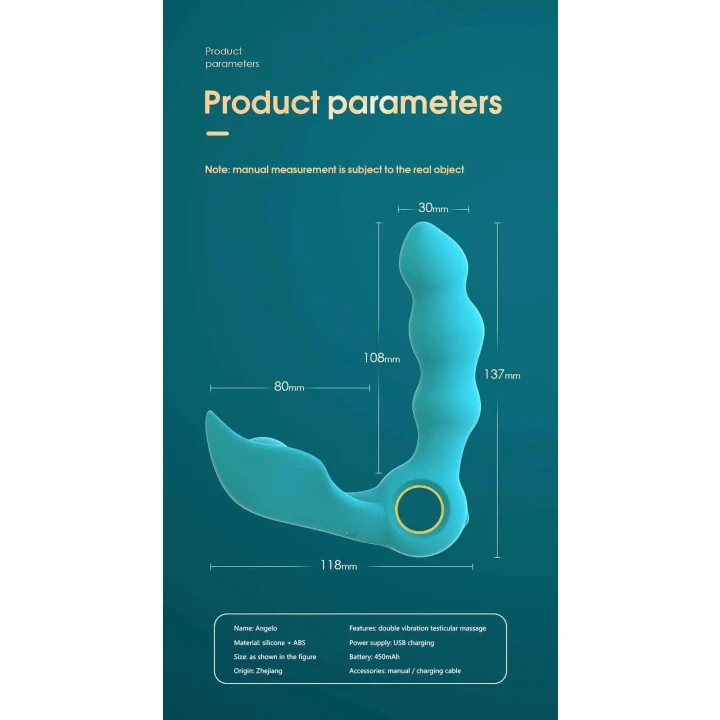 Masażer prostaty Angelo, silikonowy, wibrujący, wodoodporny, 36 trybów wibracji