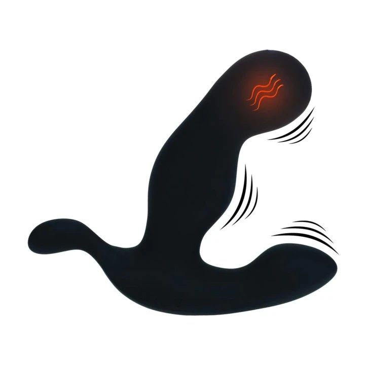 Stymulator prostaty, podgrzewany, wibrujący - silikonowy, ergonomiczny, czarny