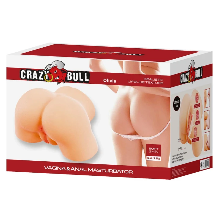 Masturbator analny i waginalny Crazy Bull Olivia, 30 cm, materiał TPR, hiperrealistyczny