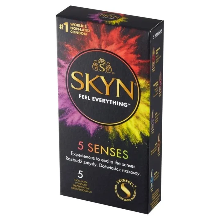 Prezerwatywy SKYN 5 Senses - 53 mm, Delikatne, Intensywne Doznania, Aromatyzowane