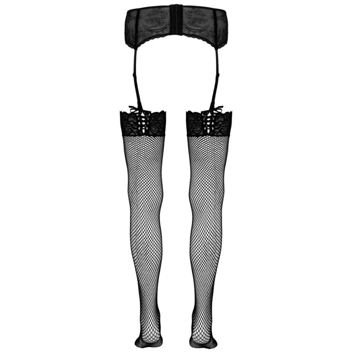 Pończochy koronkowe COTTELLI LINGERIE, z siatki, ozdobne sznurowanie, S/M