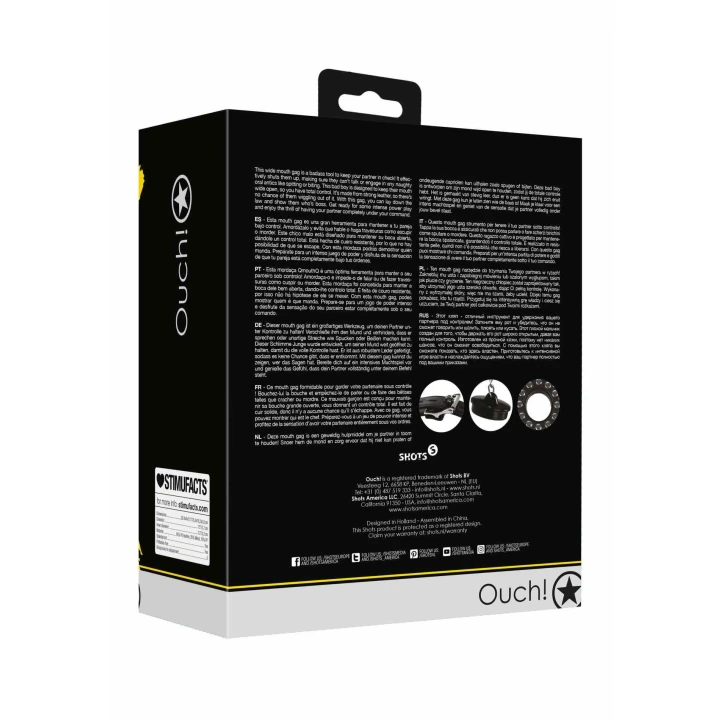 Knebel z szerokim otworem - Black, regulowany, z mocnej skóry PU, wodoodporny